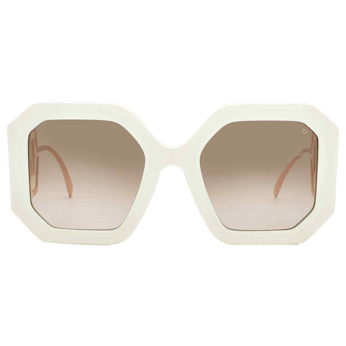 Philipp Plein Brown Gradient Geometric Ladies Sunglasses SPP067 09ZQ 54