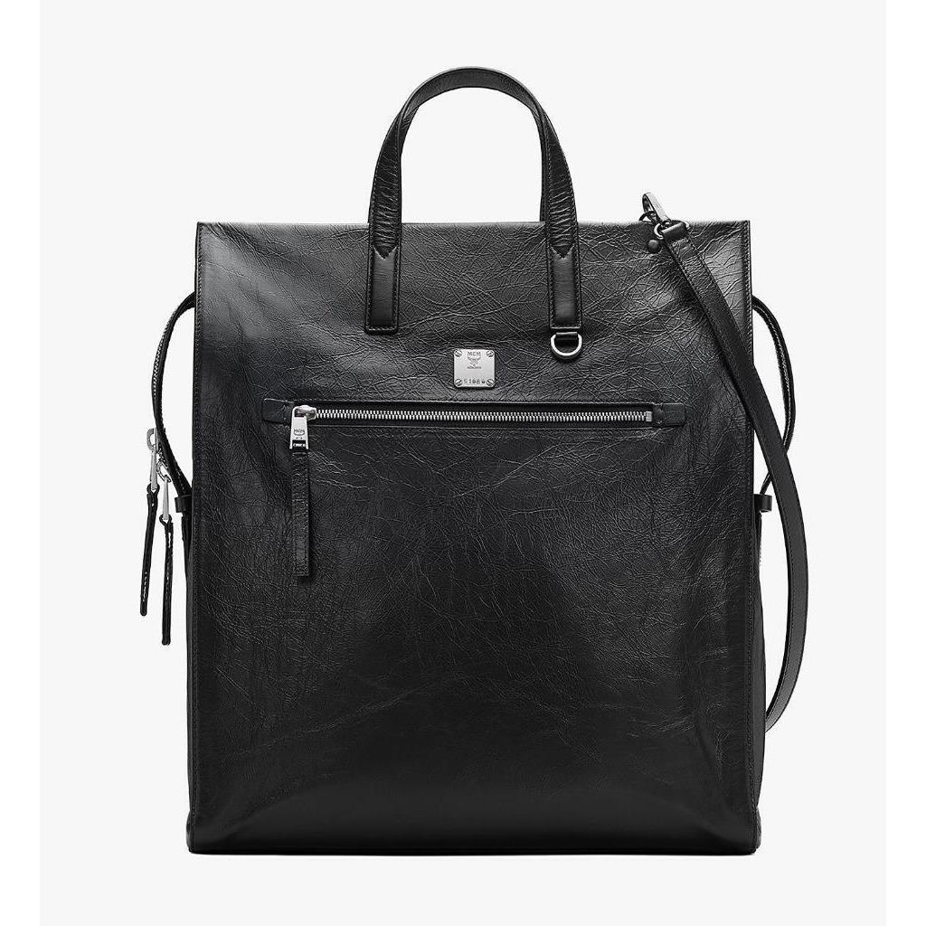 Mcm Klassik Tote in Crushed Black Leather Mmt ASKC01 BK001