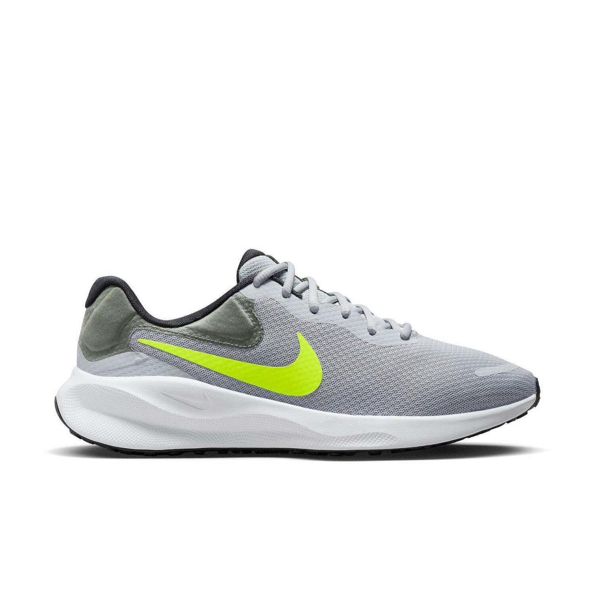 Nike Revolution 7 Men`s Road Running Shoes Wolf Gray Volt Size 14 - Wolf gray volt