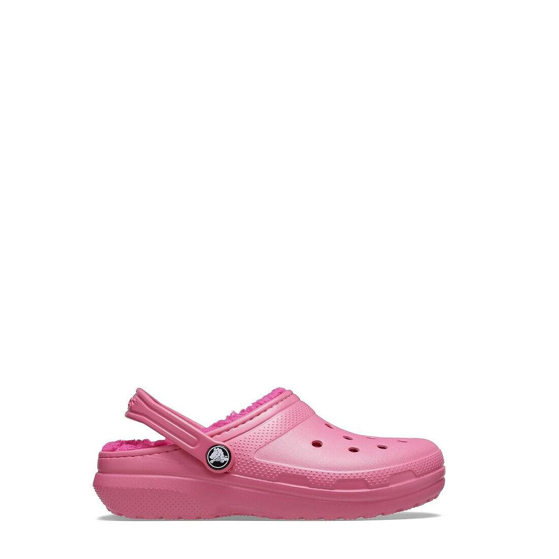 Crocs 207010-HYPK Little Kids Classic Fuzz Lined Clog Hyper Pink - Pink