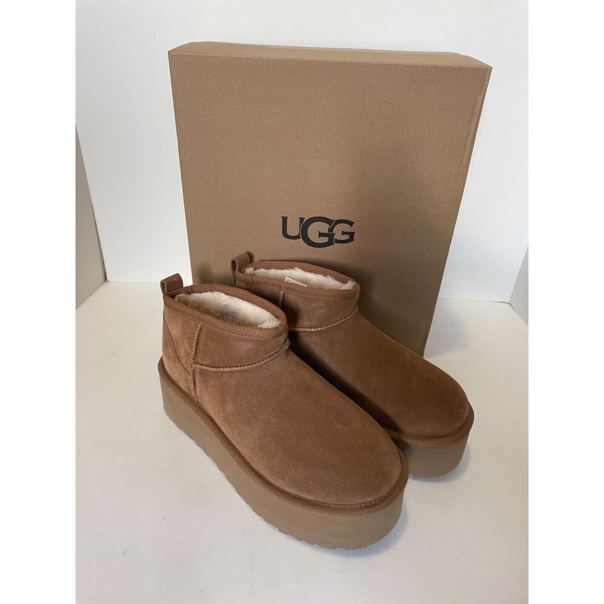 Ugg Women`s Classic Ultra Mini Platform Chestnut Suede Boots