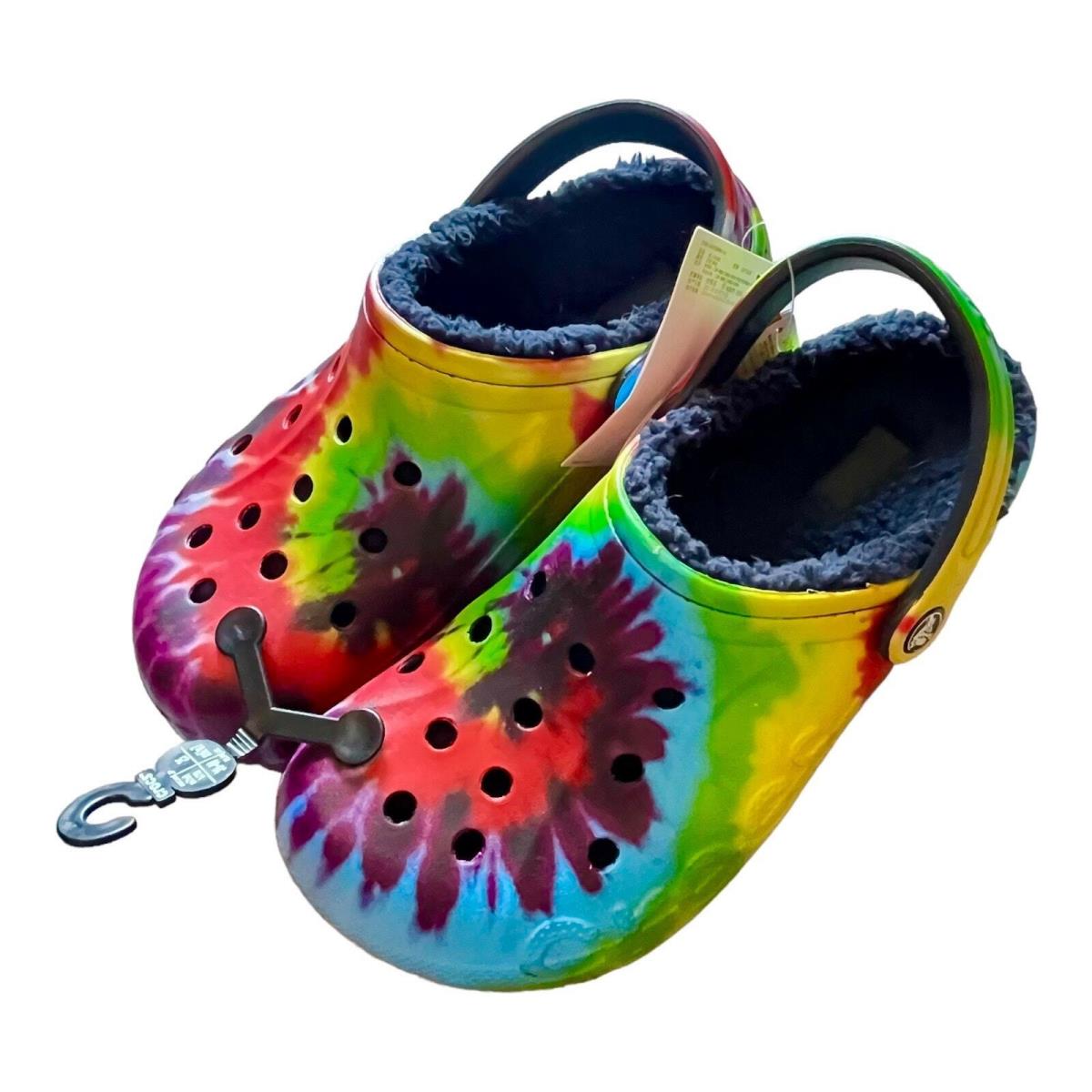 Baya Lined Tie Dye Crocs Clog Shoes Mens 7 Womens 9 Multicolor Eur 39 40 - Multicolor