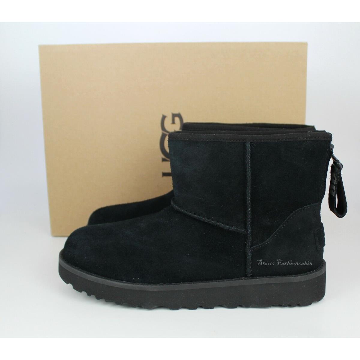 Ugg Classic Mini Logo Bootie Boot Black Suede US 6