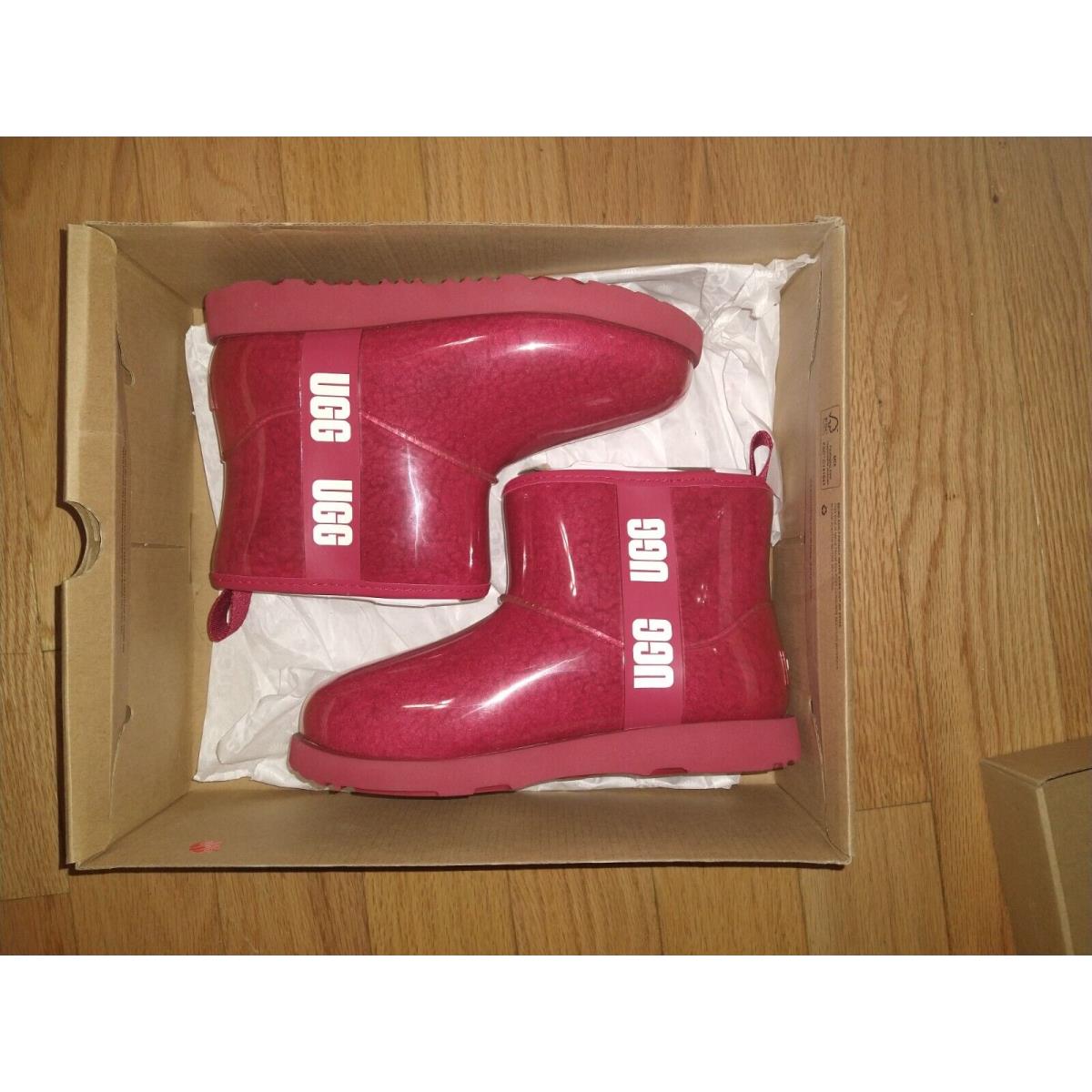 Ugg Kids Classic Clear Mini II Red Waterproof Snow Boots 1112386K Size 5