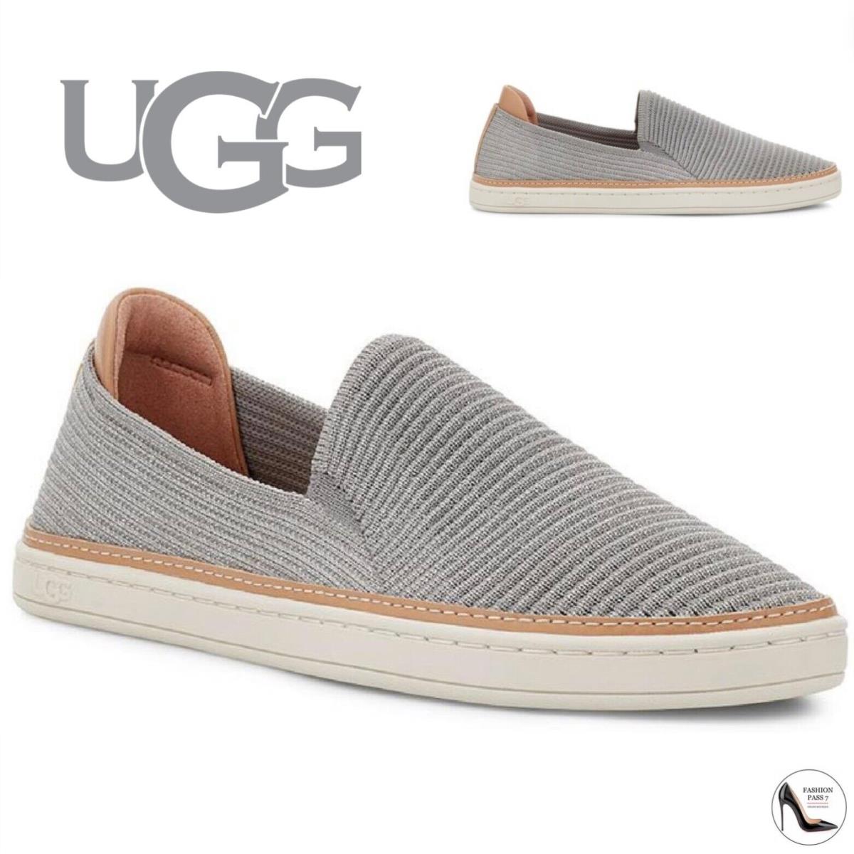 Ugg Sammy Seal Silver Rib Knot Slip On Sneaker Trainers Comfortable Flat Shoes 8