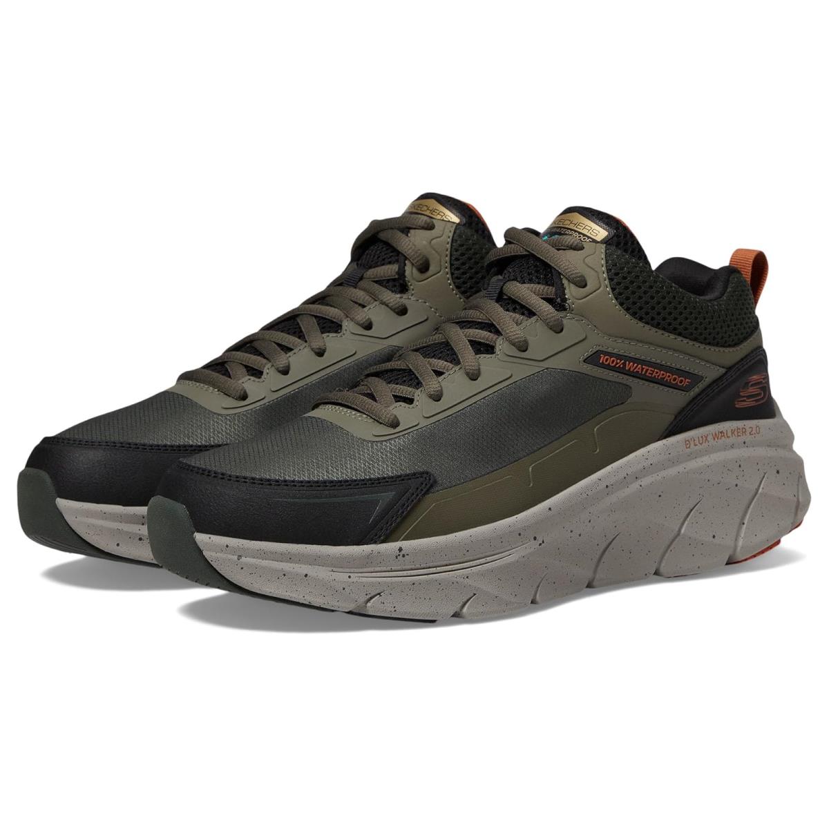 Man`s Shoes Skechers D`lux Walker 2.0 Grailo Waterproof - Olive/Orange