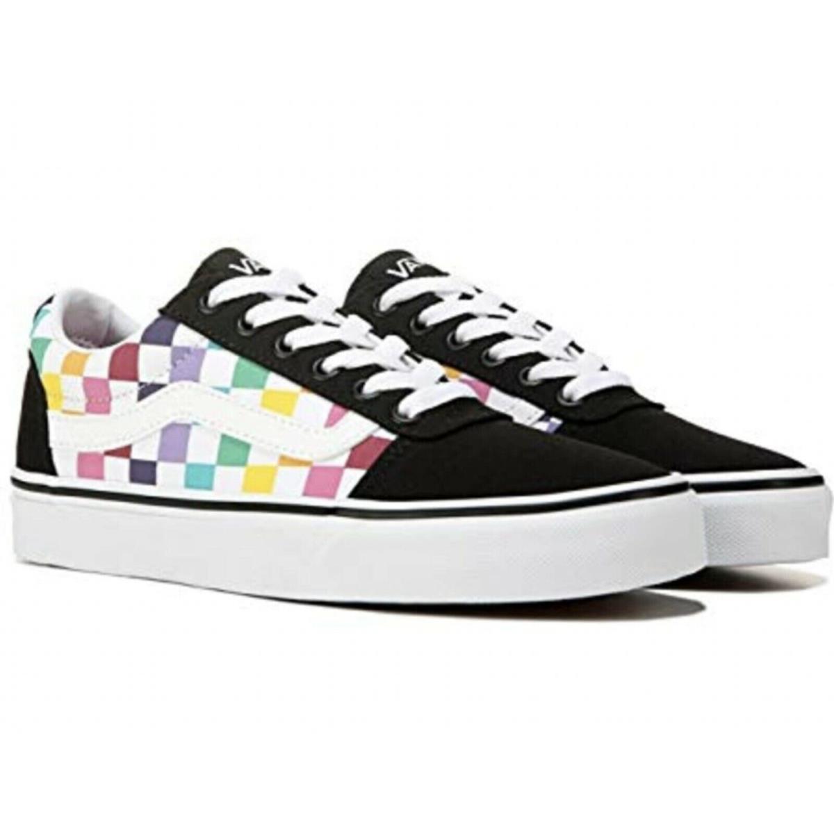 Women s Size 11 Vans Ward Low Top Skate Shoe Rainbow Checkered Party Check - Multicolor