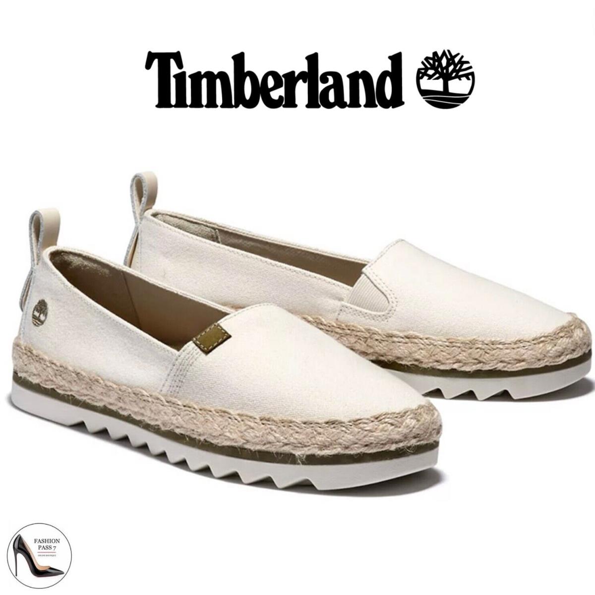 Timberland Barcelona Bay Espadrille Shoes Natural Canvas Slip On Sneakers 8.5