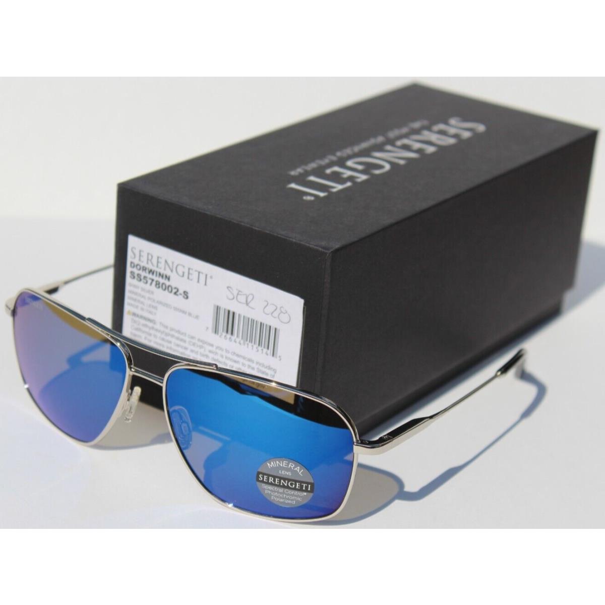 Serengeti Dorwinn Polarized Sunglasses Silver/555nm Blue SS578002-S Italy