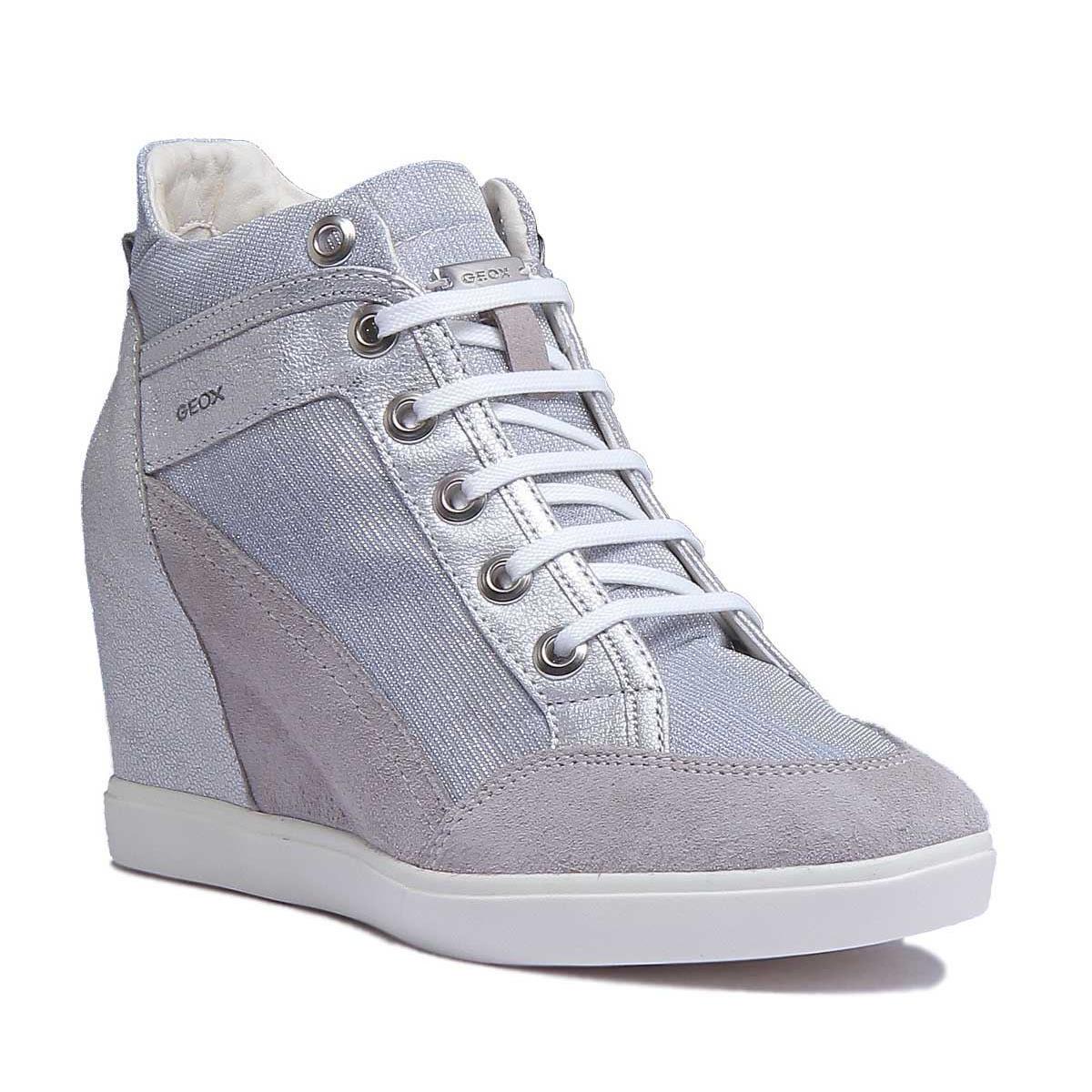 Geox D Eleni C EX Display Wedge Heel Mens Sneaker In Gry Silver Size UK 7