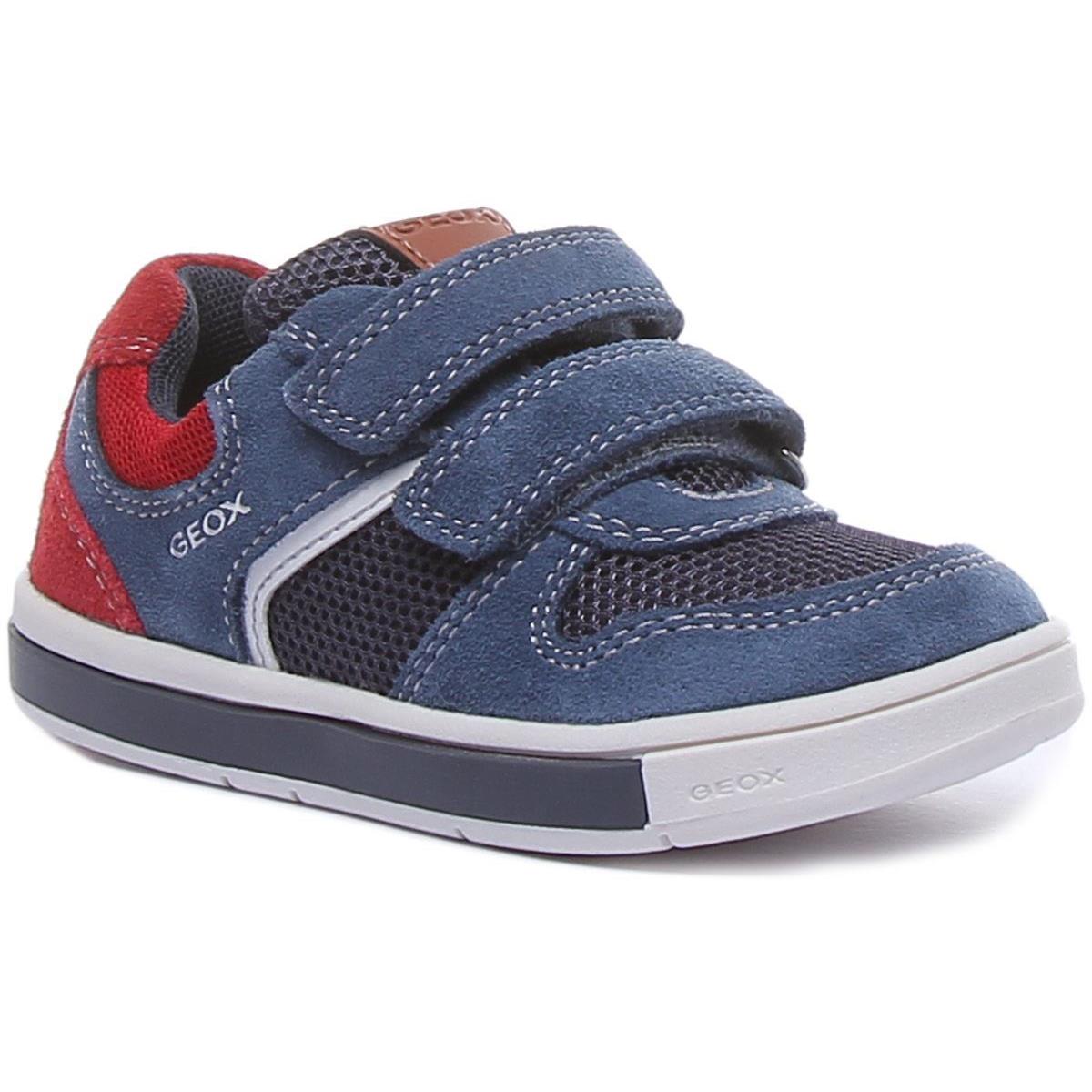 Geox B Trottola 2Strap Hook and Loop Women Sneaker In Navy Red Size US 4 - 12