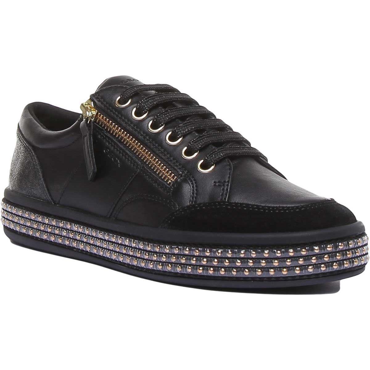 Geox Leelu Woma EX Display In Black Breathable Studd On Sole Size US 6 - 12 - BLACK