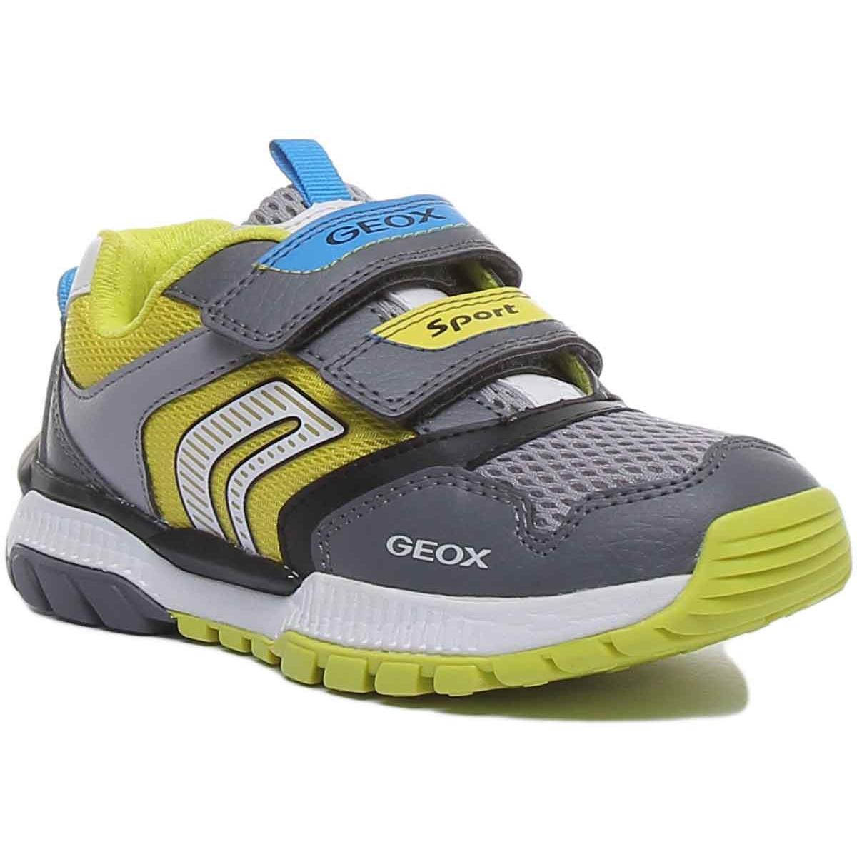 Geox J Tuono 2 Strap Hook and Loop Mens Sneaker In Greylime Size US 6 -12