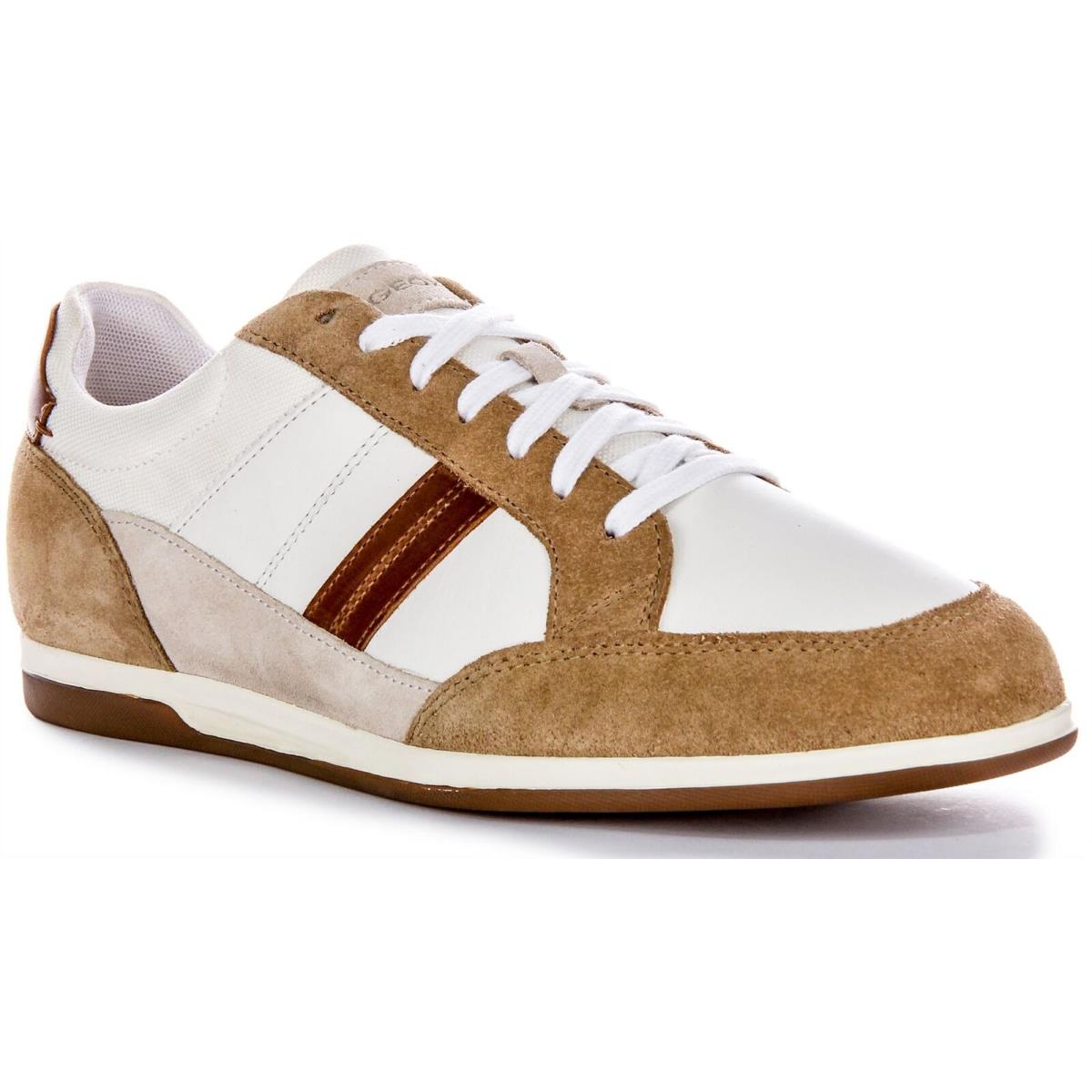 Geox U Renan A Mens Sneaker In White Brown Size US 6 - 13