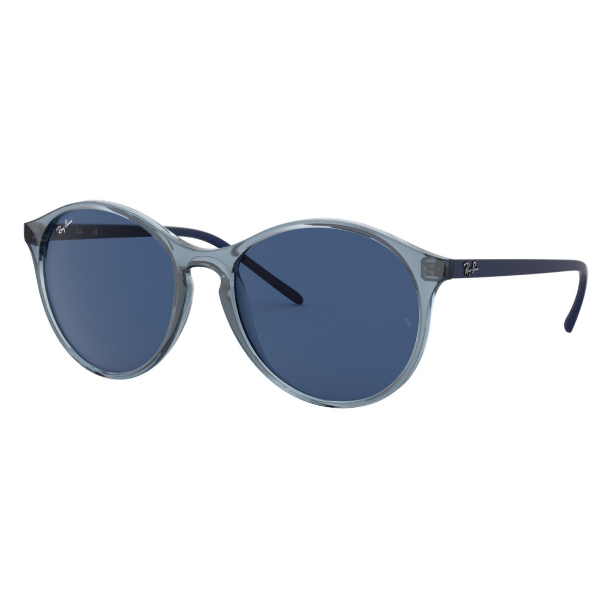 Women`s Men`s Ray-ban RB4371 55mm Round Blue Sunglasses Made in Italy + Case - Frame: Blue, Lens: Blue