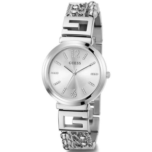 Guess Cluster Women`s Quartz Watch GW0545L1 - Dial: White, Band: Silver, Bezel: Silver