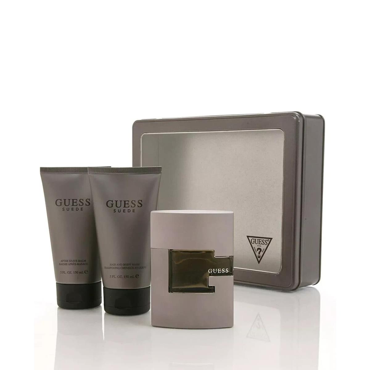 Guess Suede Men`s 3pc Set 2.5oz Edt Spray + 5oz Shower Gel + 5oz After Shave