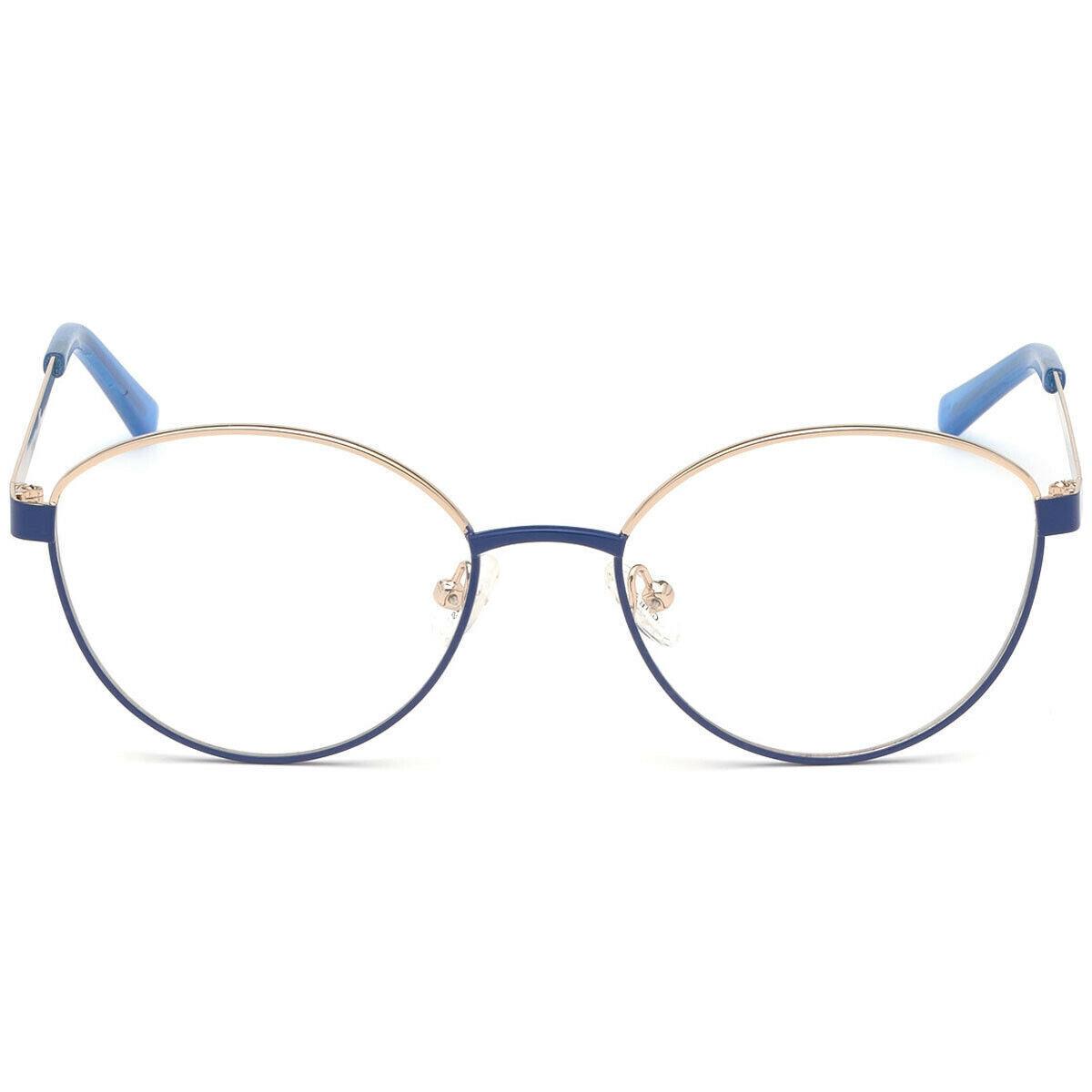 Guess GU3043 Gold Blue 090 Round Metal Eyeglasses Frame 51-17-140 GU 3043 RX