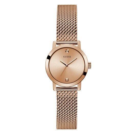 Guess Rose Gold-tone Mesh Diamond Analog Women`s Watch - GW0520L3