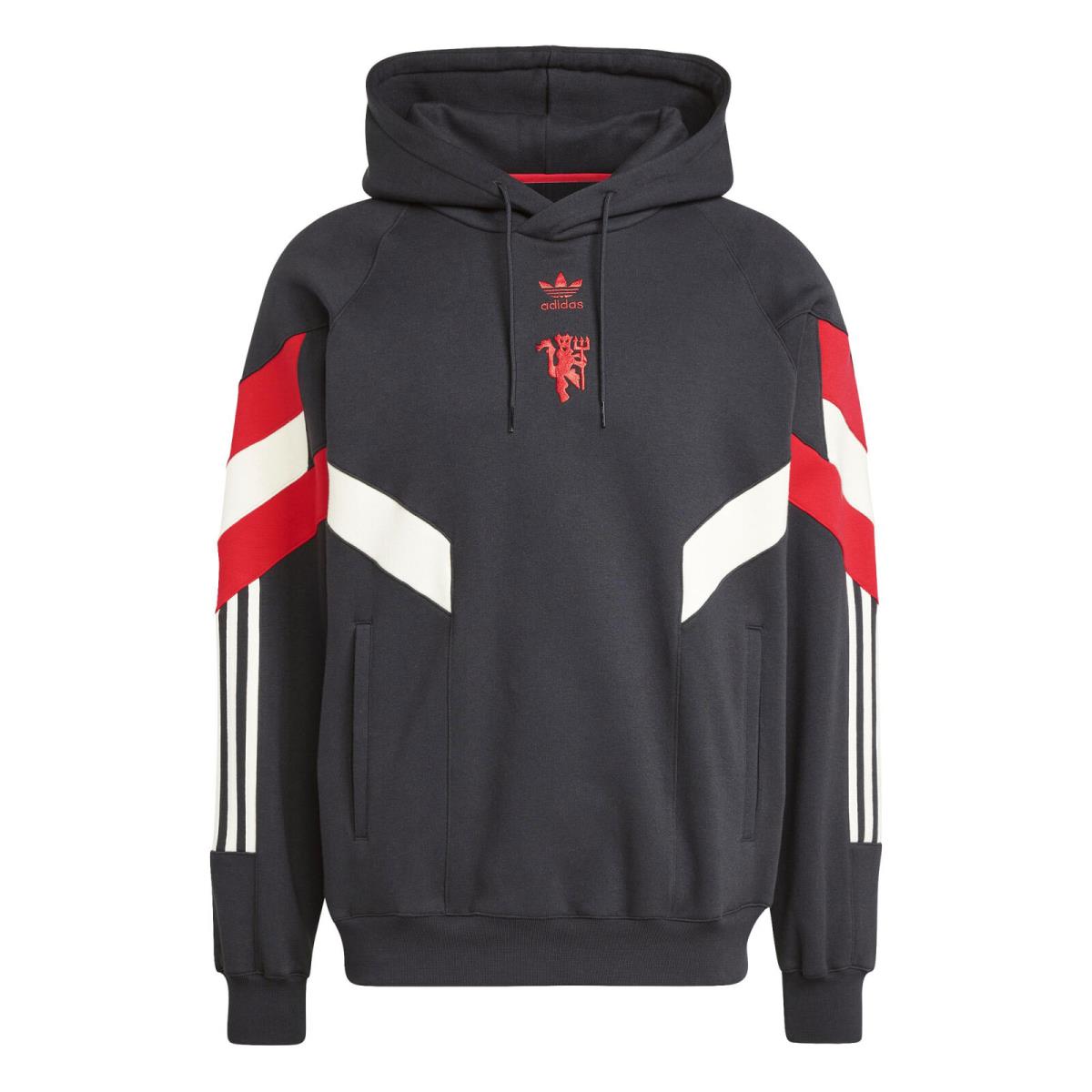 Men`s Adidas Originals Black Manchester United Lifestyler Pullover Hoodie