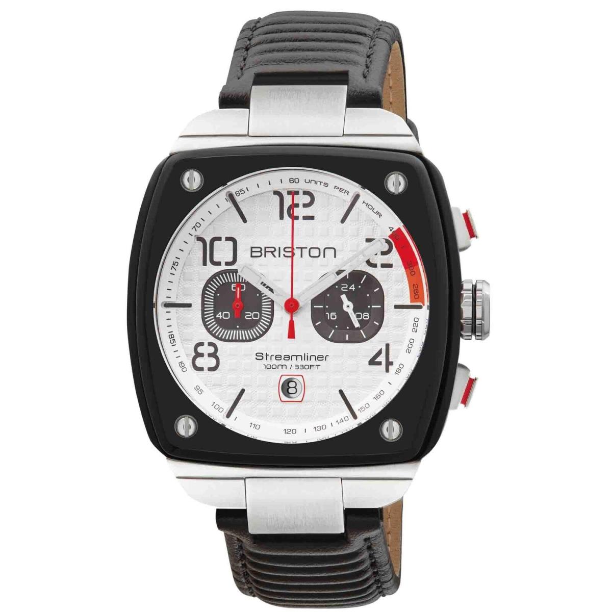 Briston Streamliner Gentleman Driver Chrono Black Acetate White Watch - Brand Ne