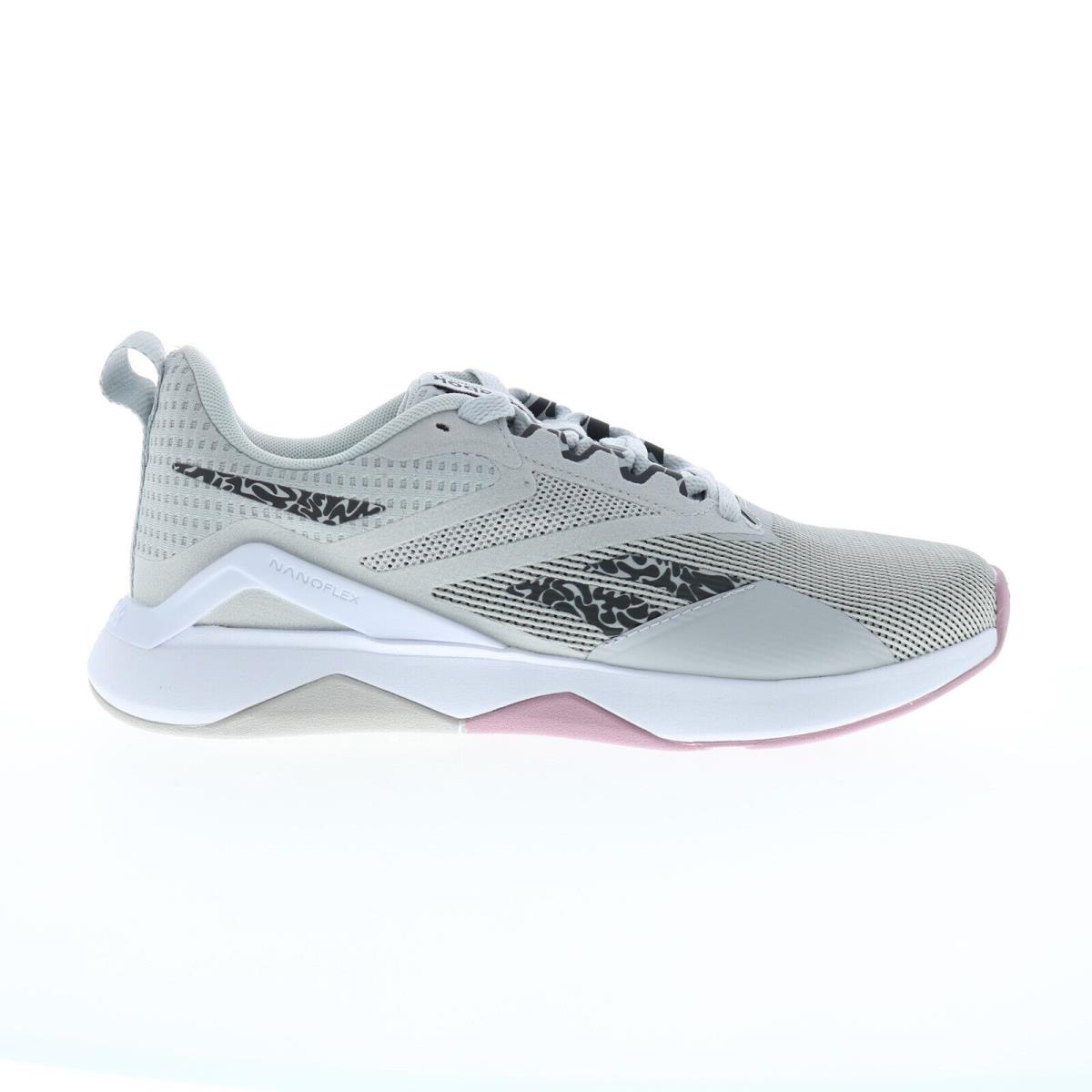 Reebok Nanoflex TR 2.0 Womens Gray Mesh Lace Up Athletic Cross Training Shoes 8