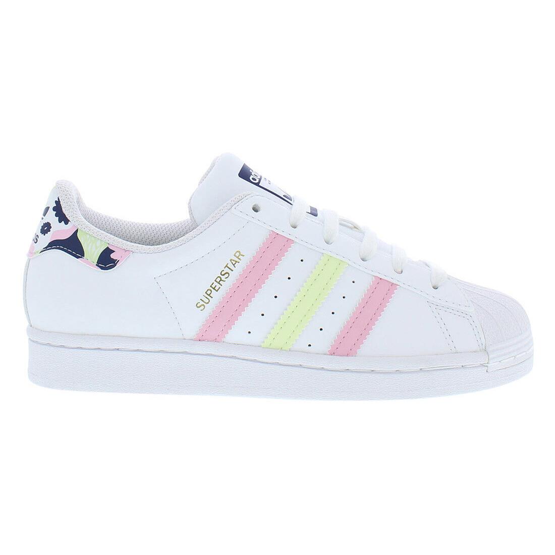 Adidas Superstar Boys Shoes - White/Pink, Main: White