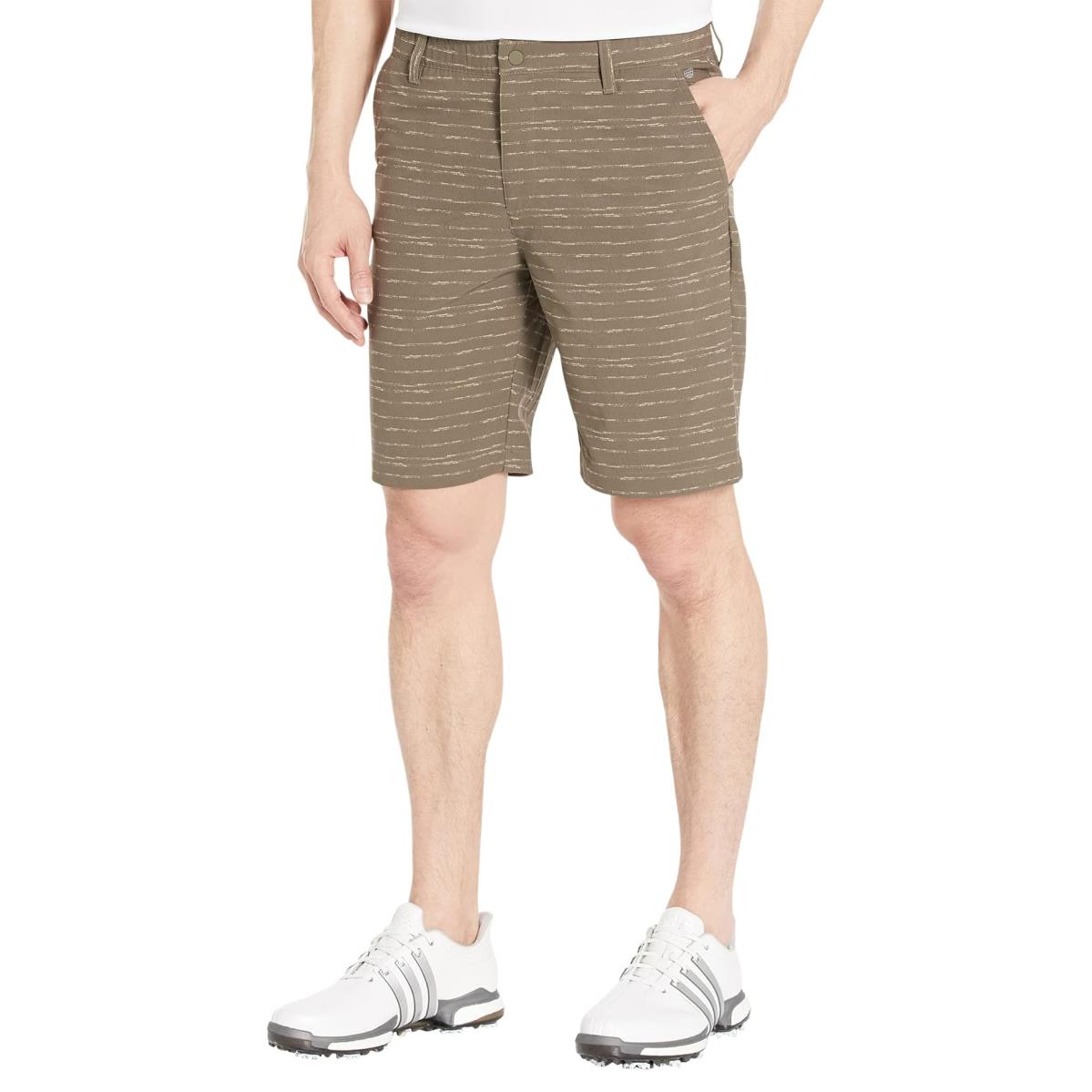 Man`s Shorts Adidas Golf Textured 9 Golf Shorts Olive Strata