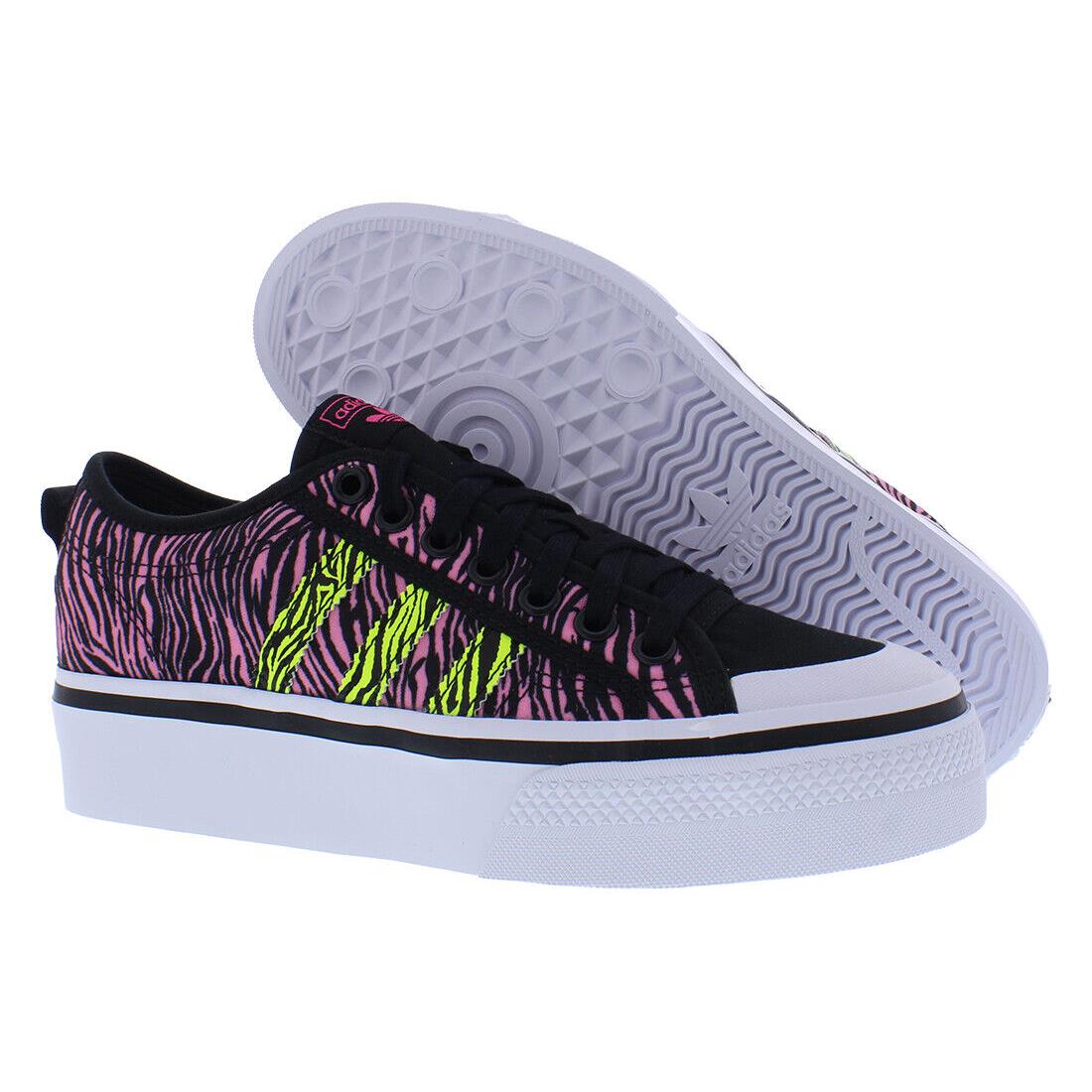 Adidas Nizza Platform Womens Shoes - Core Black/Solar Yellow/Bliss Pink, Main: Multi-Colored