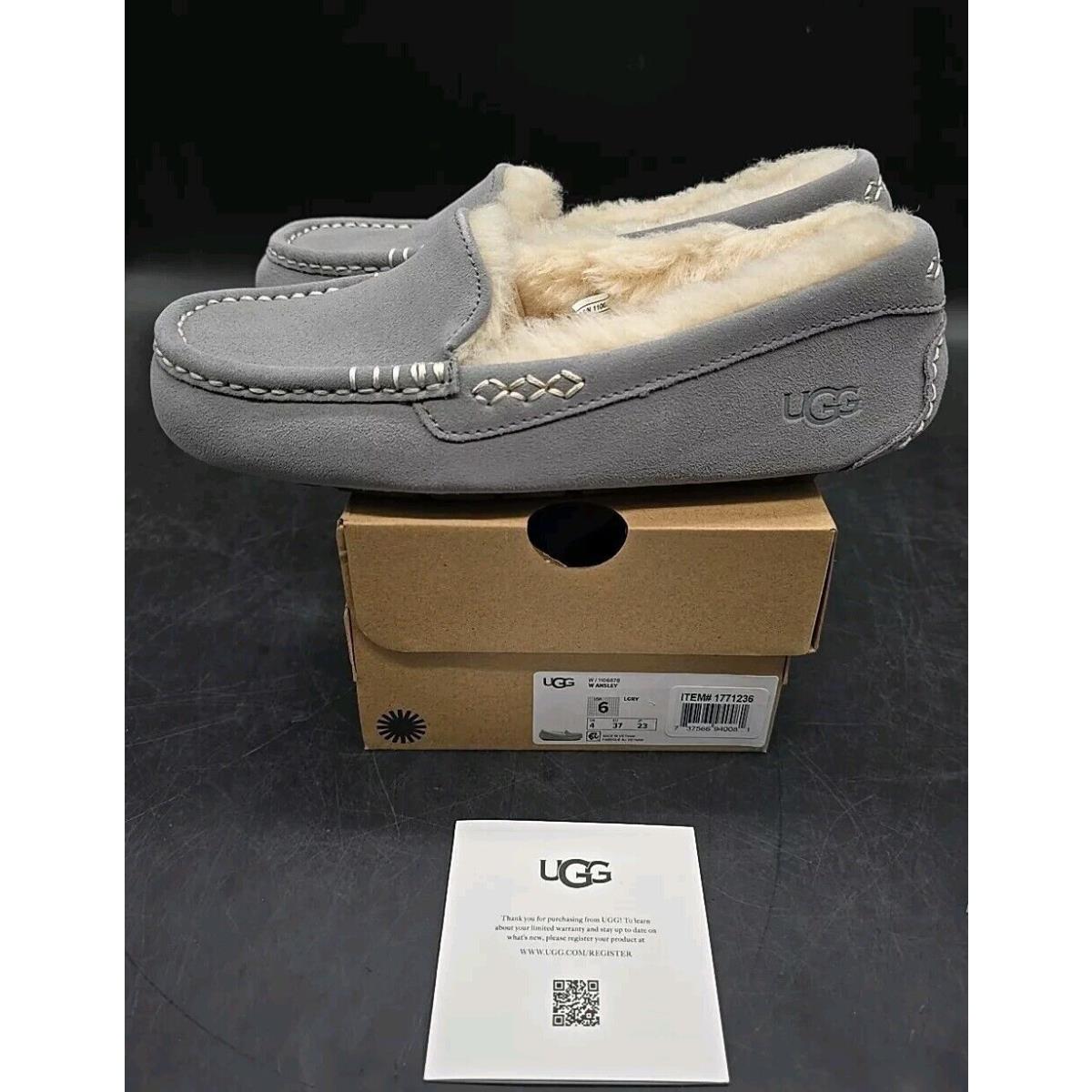 Women`s Shoes Ugg Ansley Indoor/outdoor Moccasin Slippers 1106878W Light Grey 6W