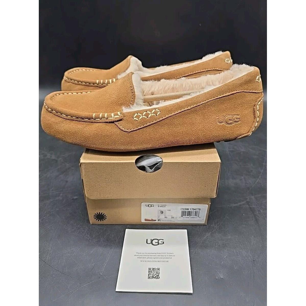 Women Ugg Ansley Suede Indoor/outdoor Moccasin Slippers 1106878 Chestnut Size 9