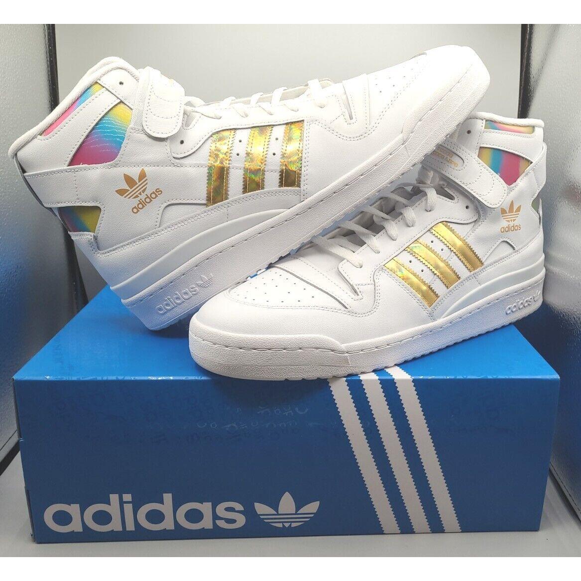 Adidas Forum 84 High Top Men`s Sneakers White Metallic Gold GZ8554 Rare Size 15