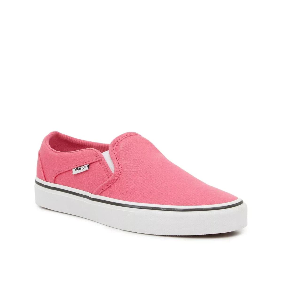 Vans Woman`s Sneakers Asher Slip Size 6 Pink Canvas Honeysuckle W/box - Pink