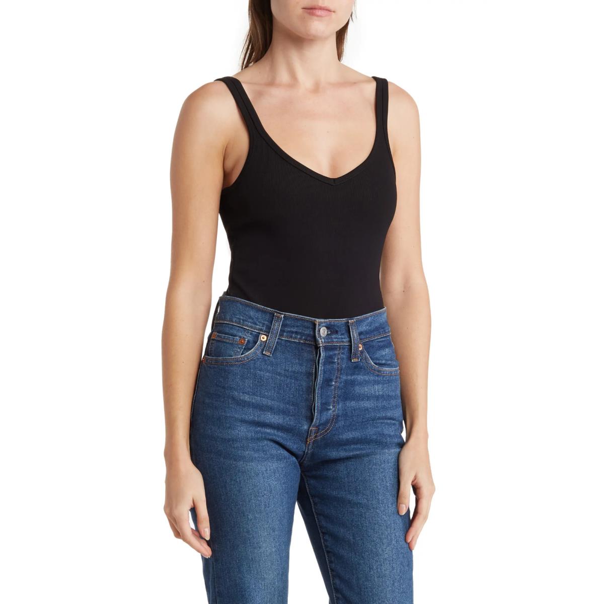 Rag Bone Daisy V-neck Bodysuit in Black Sz XS