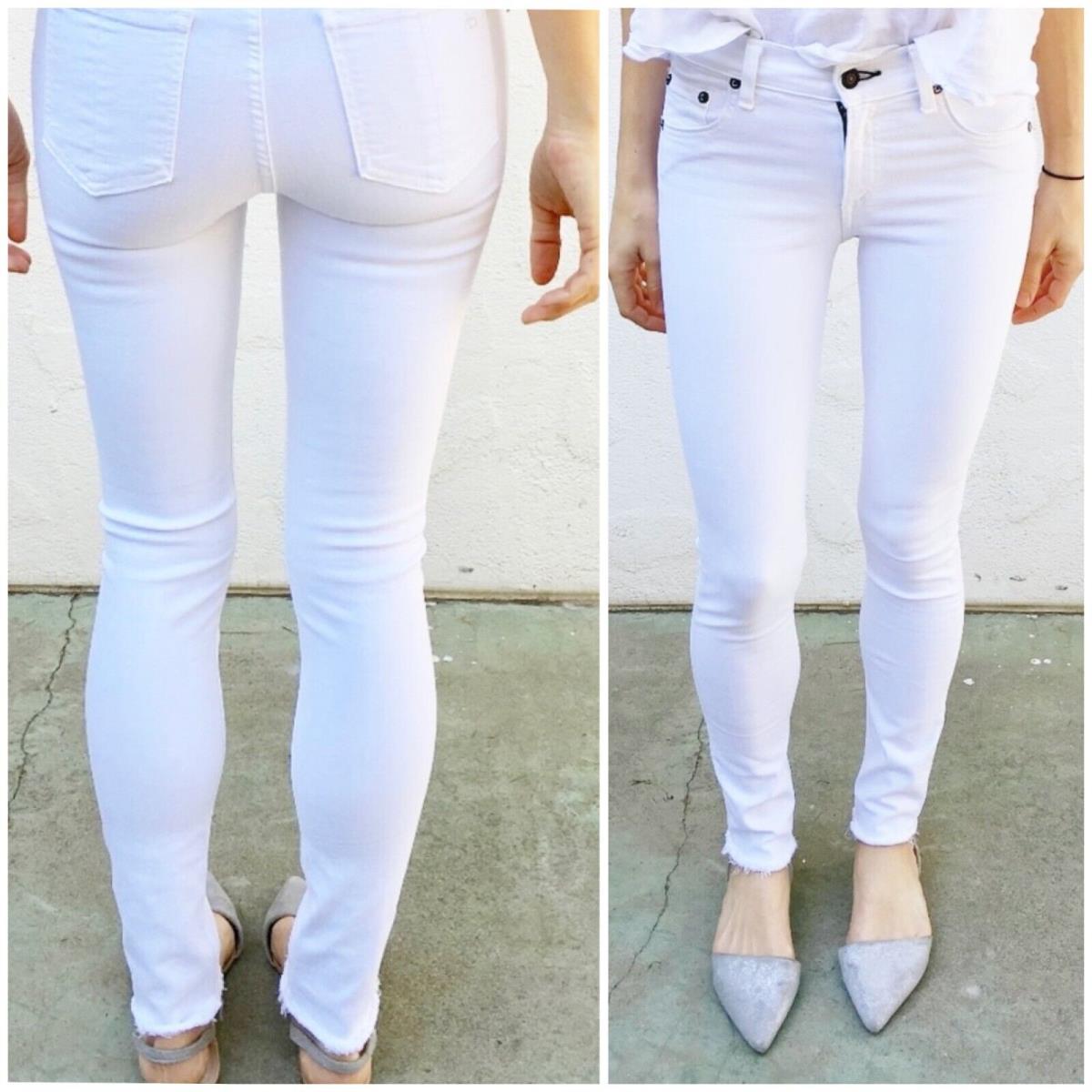 Rag Bone Sz 25 White Raw Fray Hem Capri Crop Skinny Jeans Womens