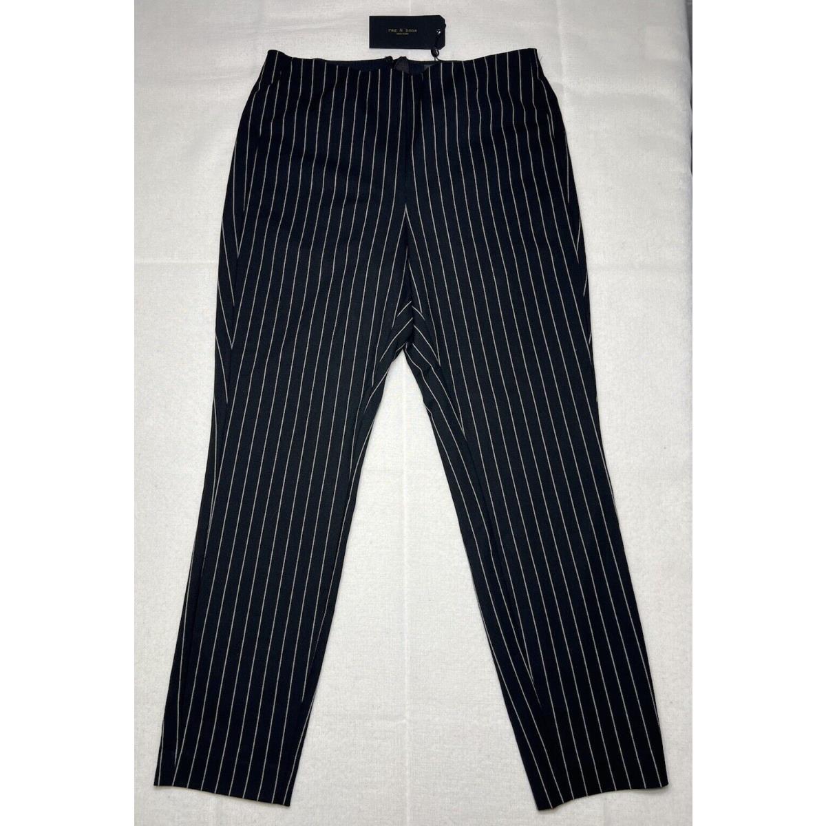 Rag Bone The Classic Simone High Rise Skinny Pants Navy Pinstripe 10