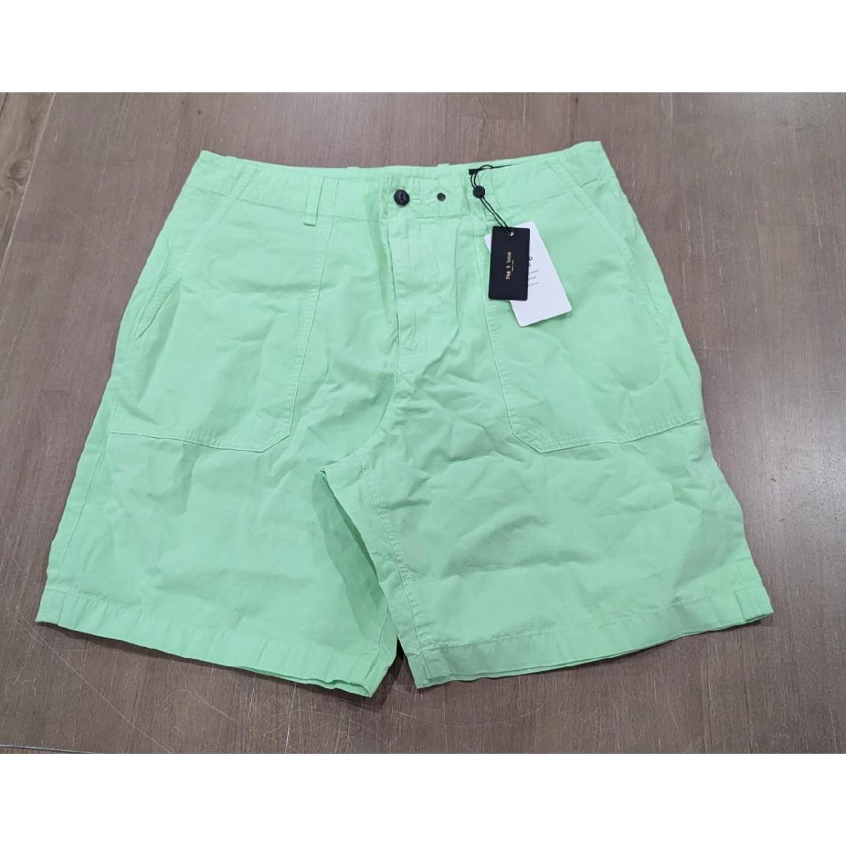 Mens Rag Bone Cliffe Peached Cotton Field Shorts Light Green US 34