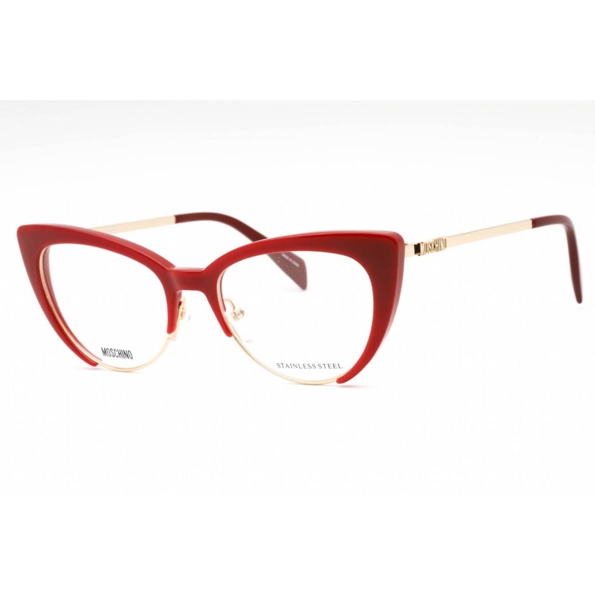 Moschino Women`s Eyeglasses Red Cat Eye Frame Clear Demo Lens MOS521 0C9A 00