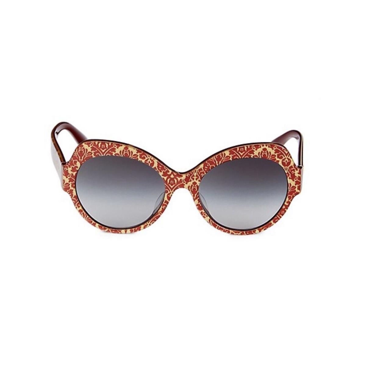 Dolce Gabbana Womens Cabana Oversized Red Gold Lace Round Sunglasses 56MM