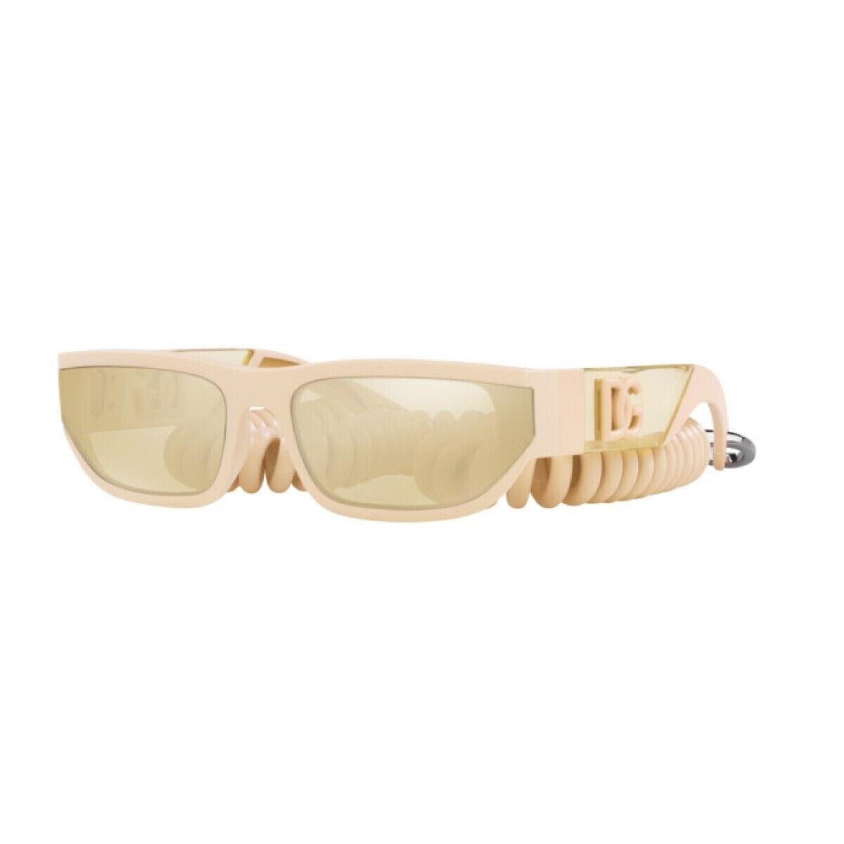 Dolce Gabbana DG6172 3359-V9 Beige Rubber/yellow Mirrored Sunglasses For Men