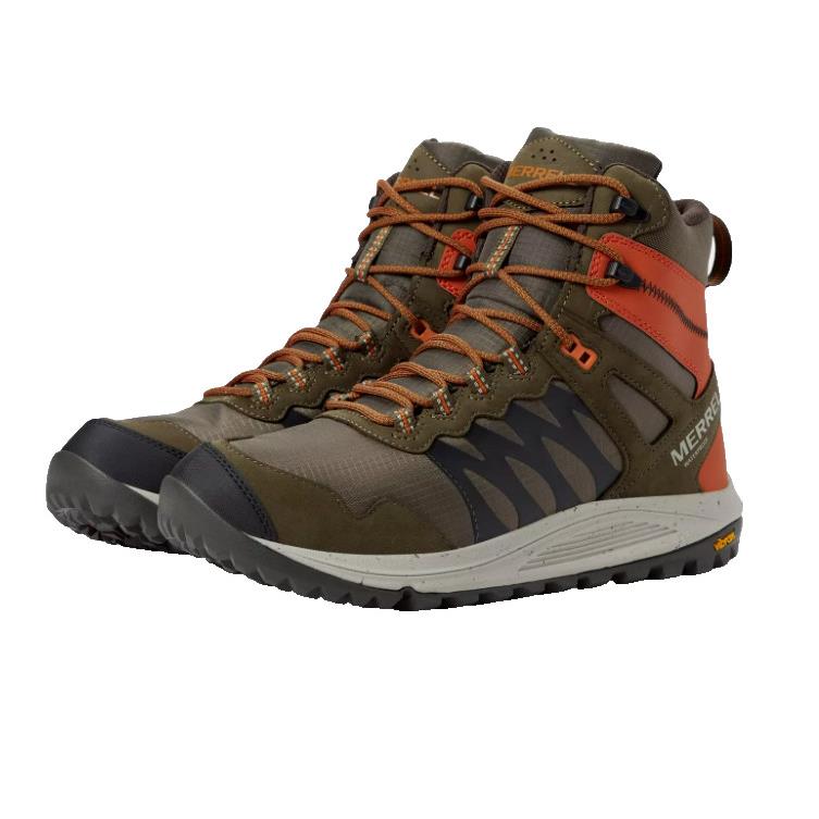 Merrell Nova Mens Olive Green Burnt Orange Sneaker Boots Size 7.5M