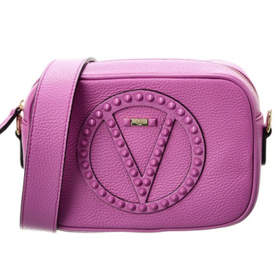 Valentino Mia Studded Logo Leather Crossbody Bag Rock Brilliant Purple Gold