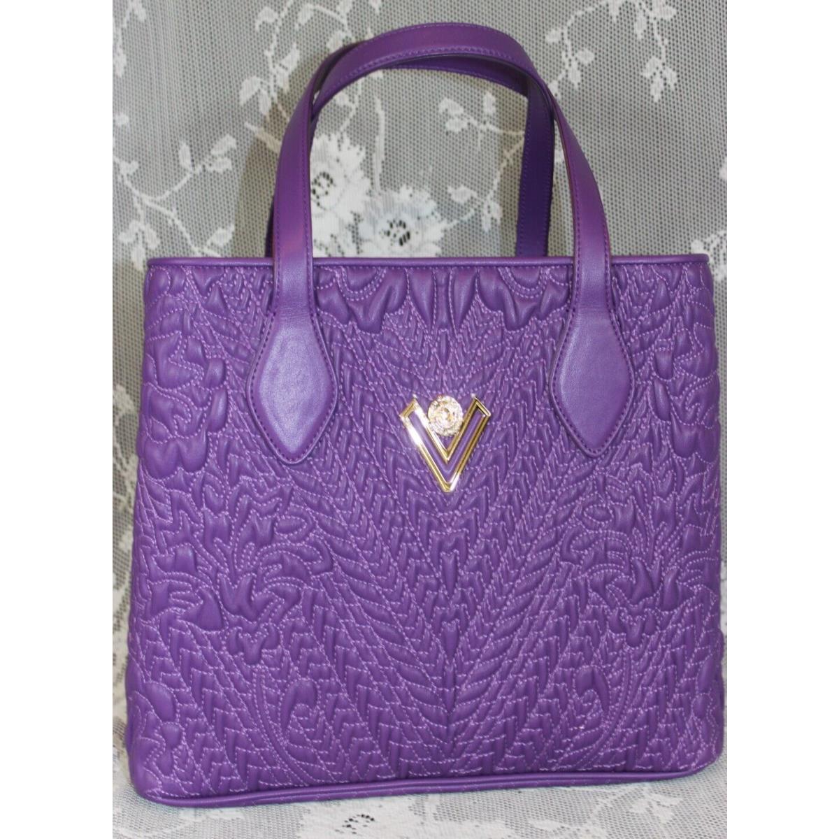 Valentino Orlandi Italian Purple Leather Swarvoski Elements Handbag -nwt