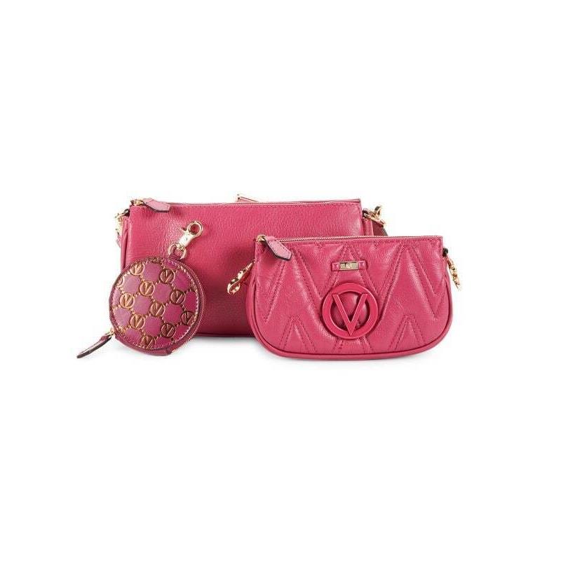 Valentino by Mario Valentino Magenta Leather Shoulder Bag and 2 Pouches