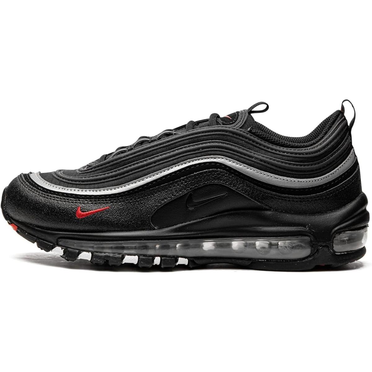 Nike Kids` Air Max 97 Sneakers Black/sport Red/white 4 Big Kids