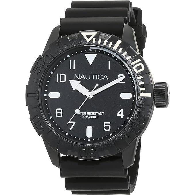 Nautica Nsr 106 Black Dial Black Silicone Men`s Watch