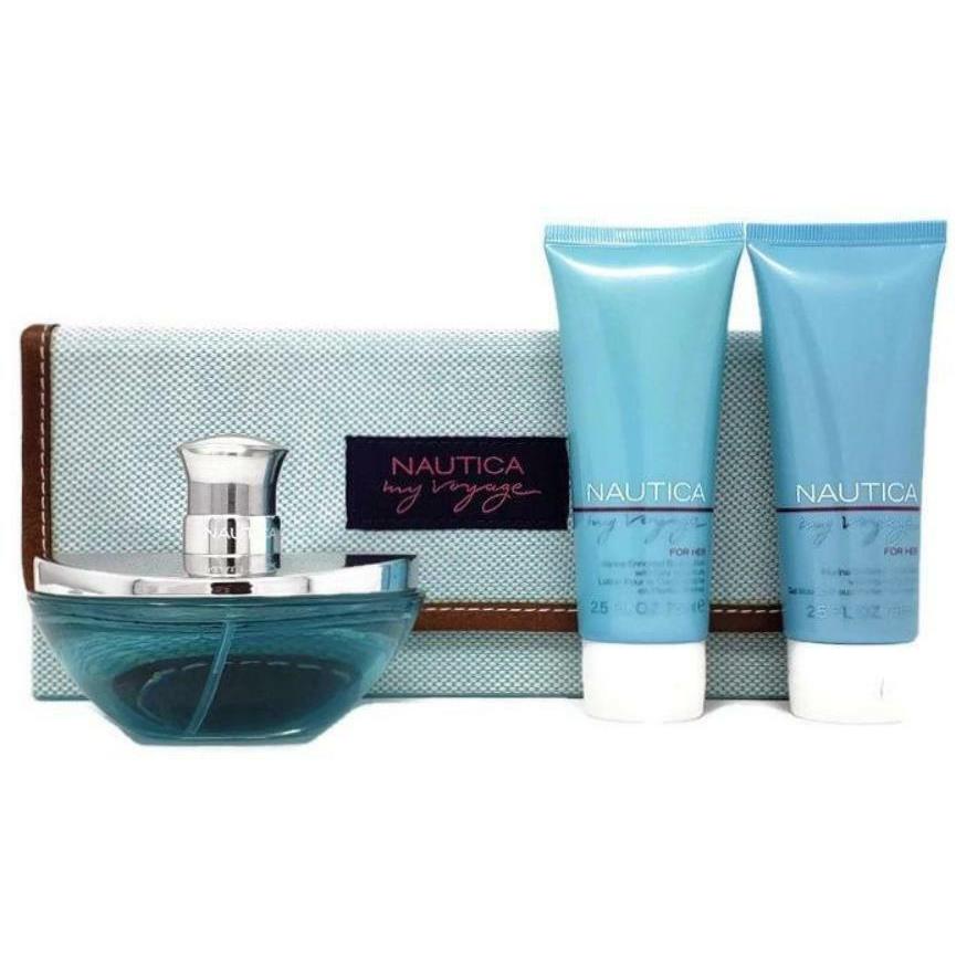 Nautica My Voyage Women 3pc Set 3.4 oz Edp Spray 2.5 oz Lotion + 2.5 oz Wash