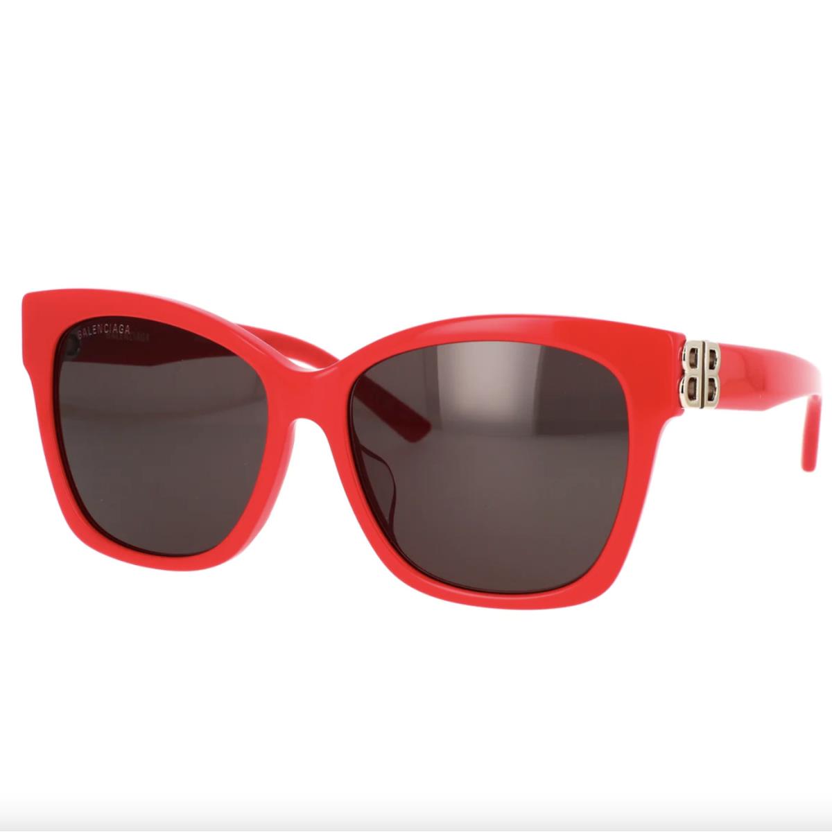 Balenciaga BB0102SA-012 Red Silver Grey Sunglasses