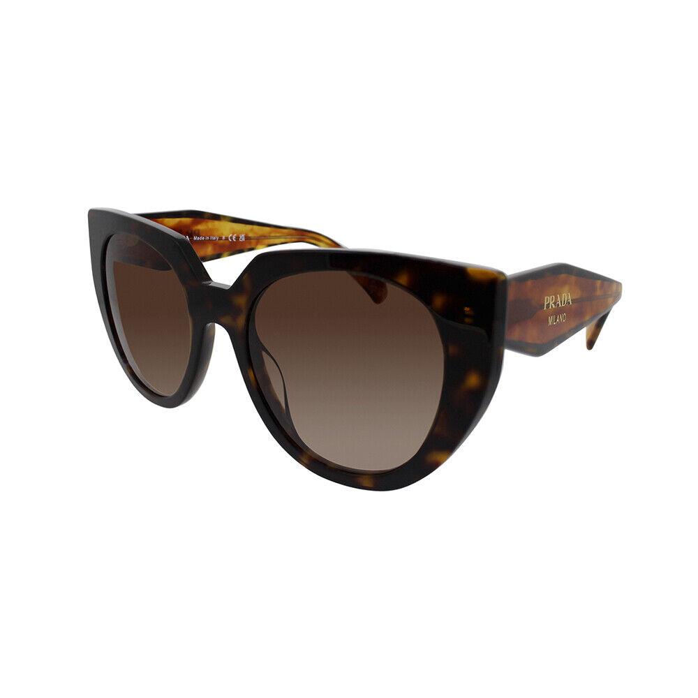 Prada PR 14WS 2AU6S1 Tortoise Plastic Cat-eye Sunglasses Brown Gradient Lens