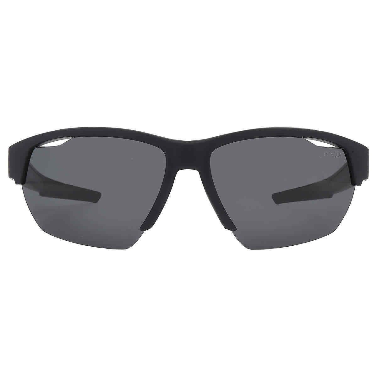 Prada Linea Rossa Dark Grey Sport Men`s Sunglasses PS 03YS 1BO06F 64 - Frame: Black, Lens: Grey